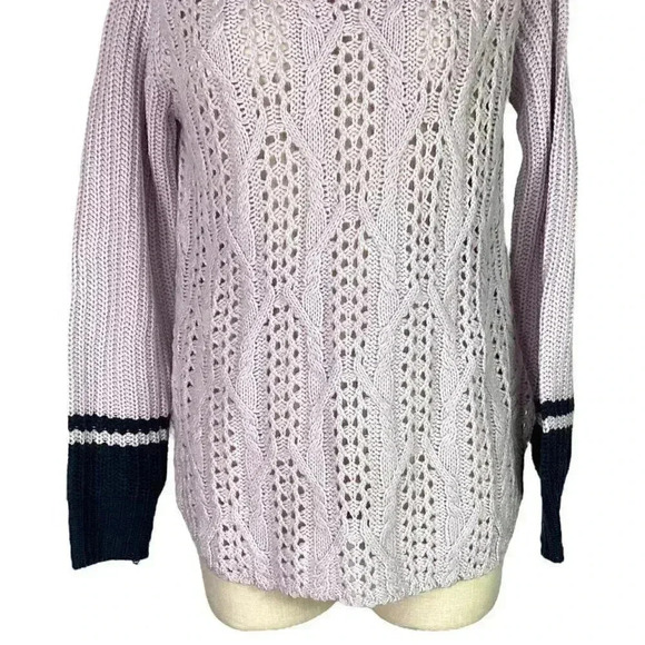 Modcloth Womens S Open Cable Chunky Knit Cowl Sweater Purple Blue Acrylic LS - Picture 2 of 7